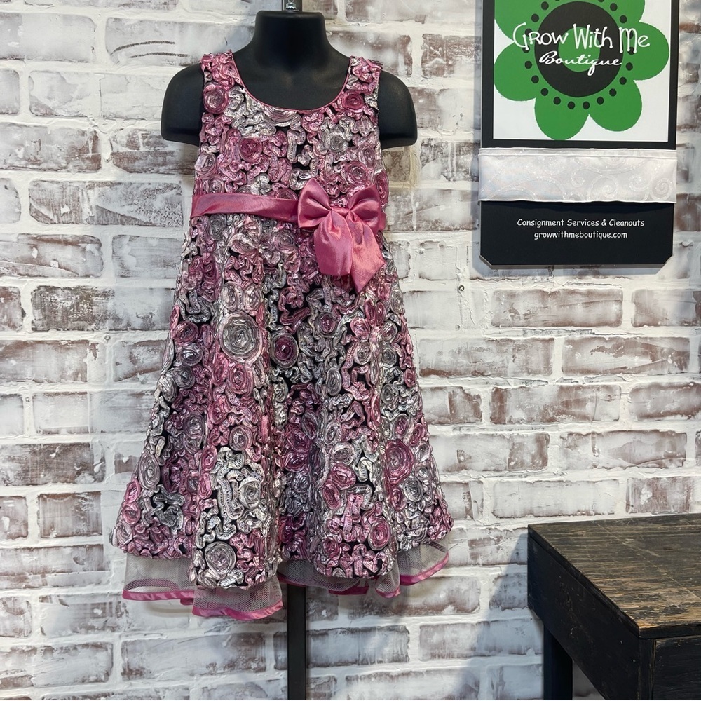 Iris & Ivy Pink and Gray Floral Dress youth size 5